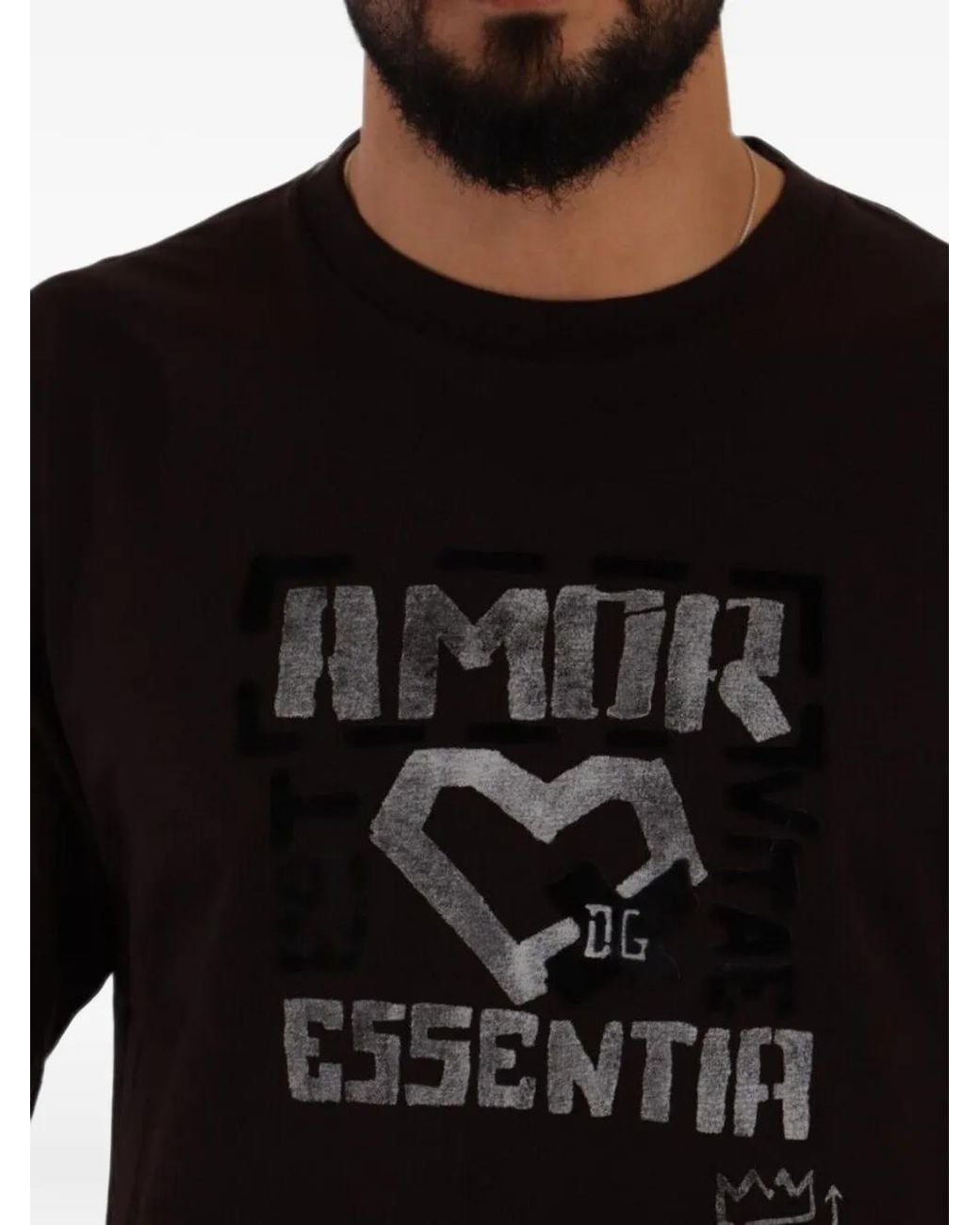Dolce & Gabbana Black Graphic-Print T-Shirt for men
