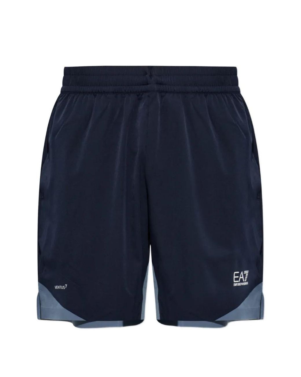 EA7 Blue Logo-Print Shorts for men
