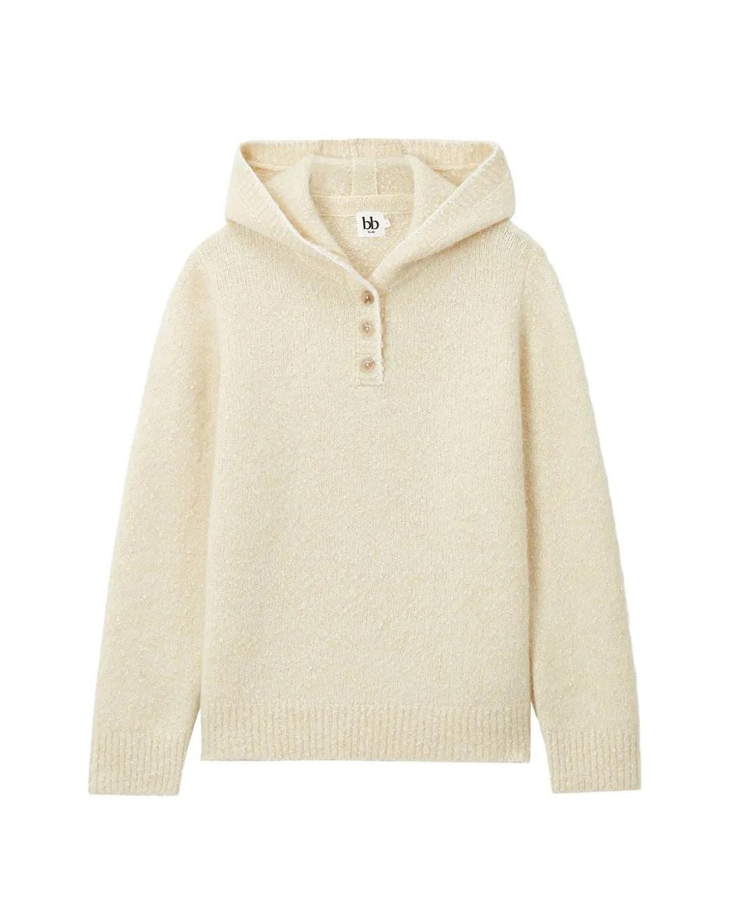 B+ AB White Button-Up Hooded Sweater