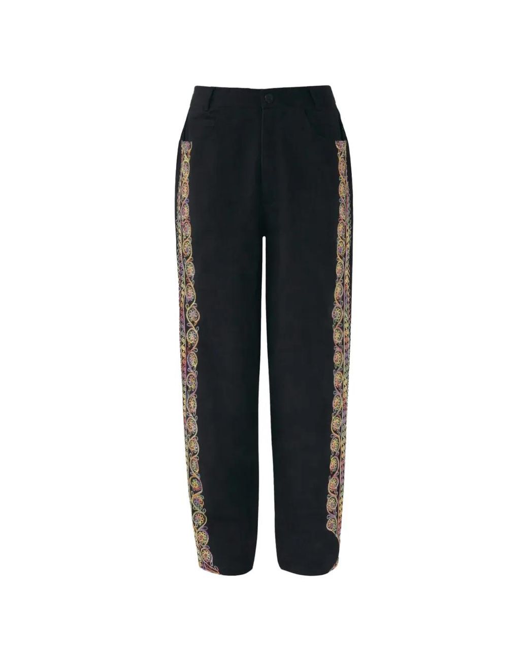 Antik Batik Black Embroidered Trousers for men