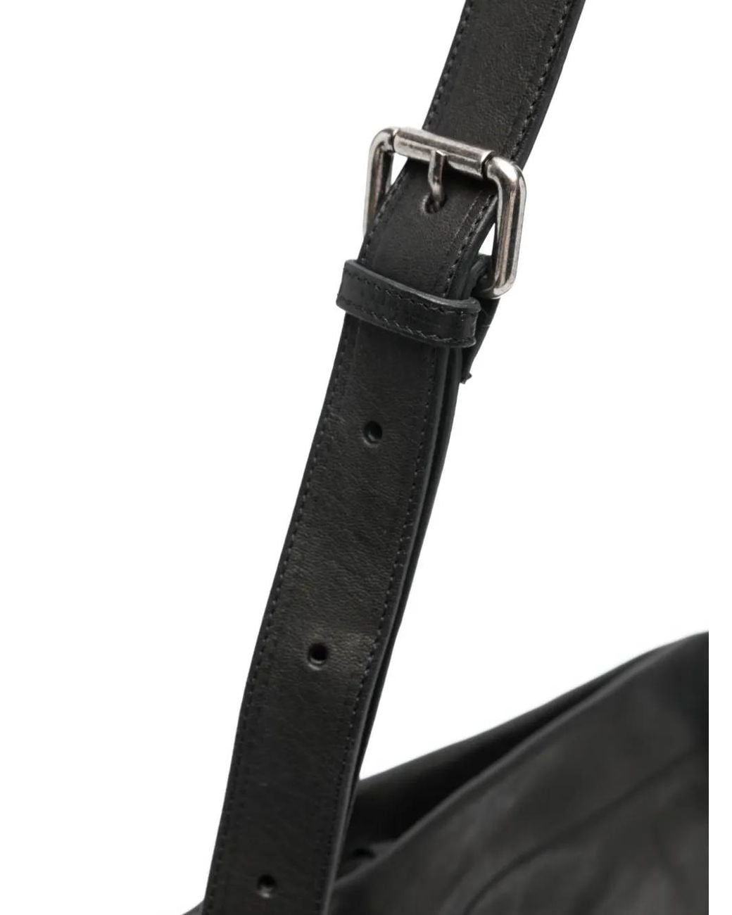 SOMMET Black Small Lidia Wax-Finish Leather Shoulder Bag