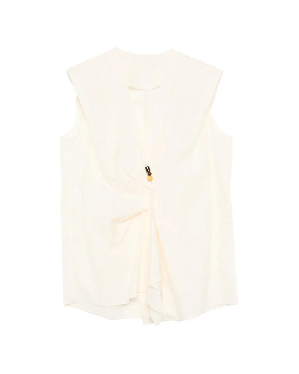JNBY White Bead-Embellished Twisted Blouse