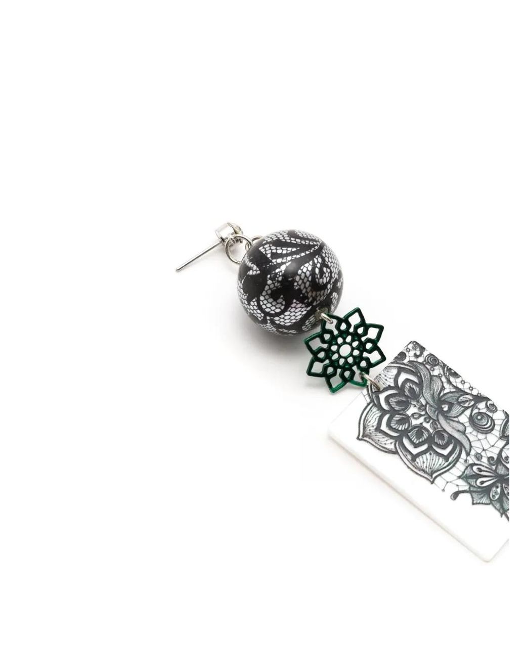 Amir Slama White Charm-Appliqué Drop Earrings