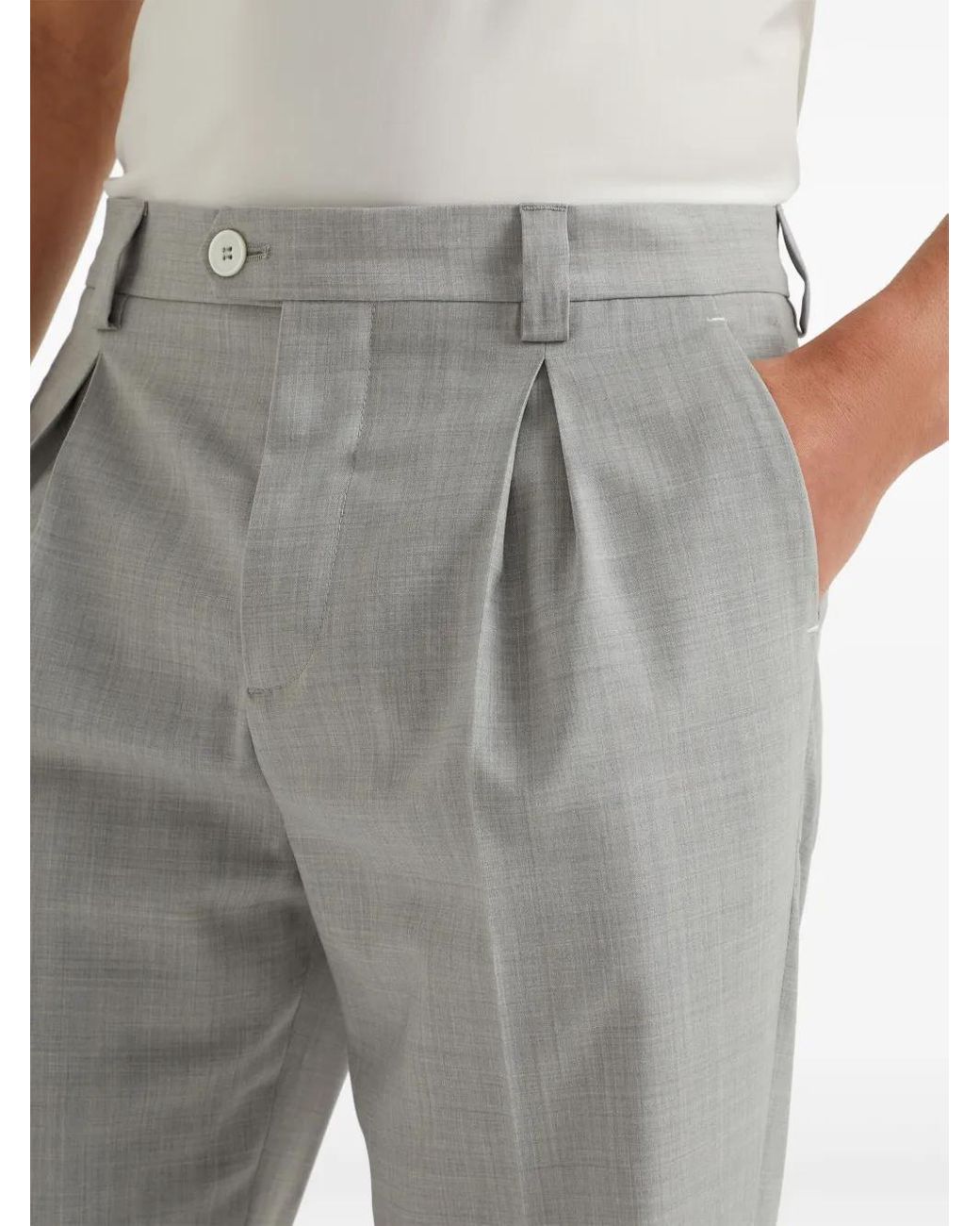 Brunello Cucinelli Wollen Broek in het Gray voor heren