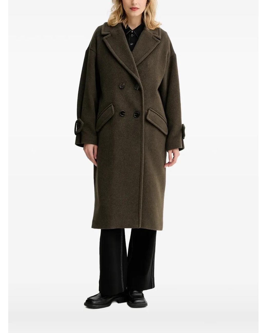 Sessun Black Double-Breasted Coat
