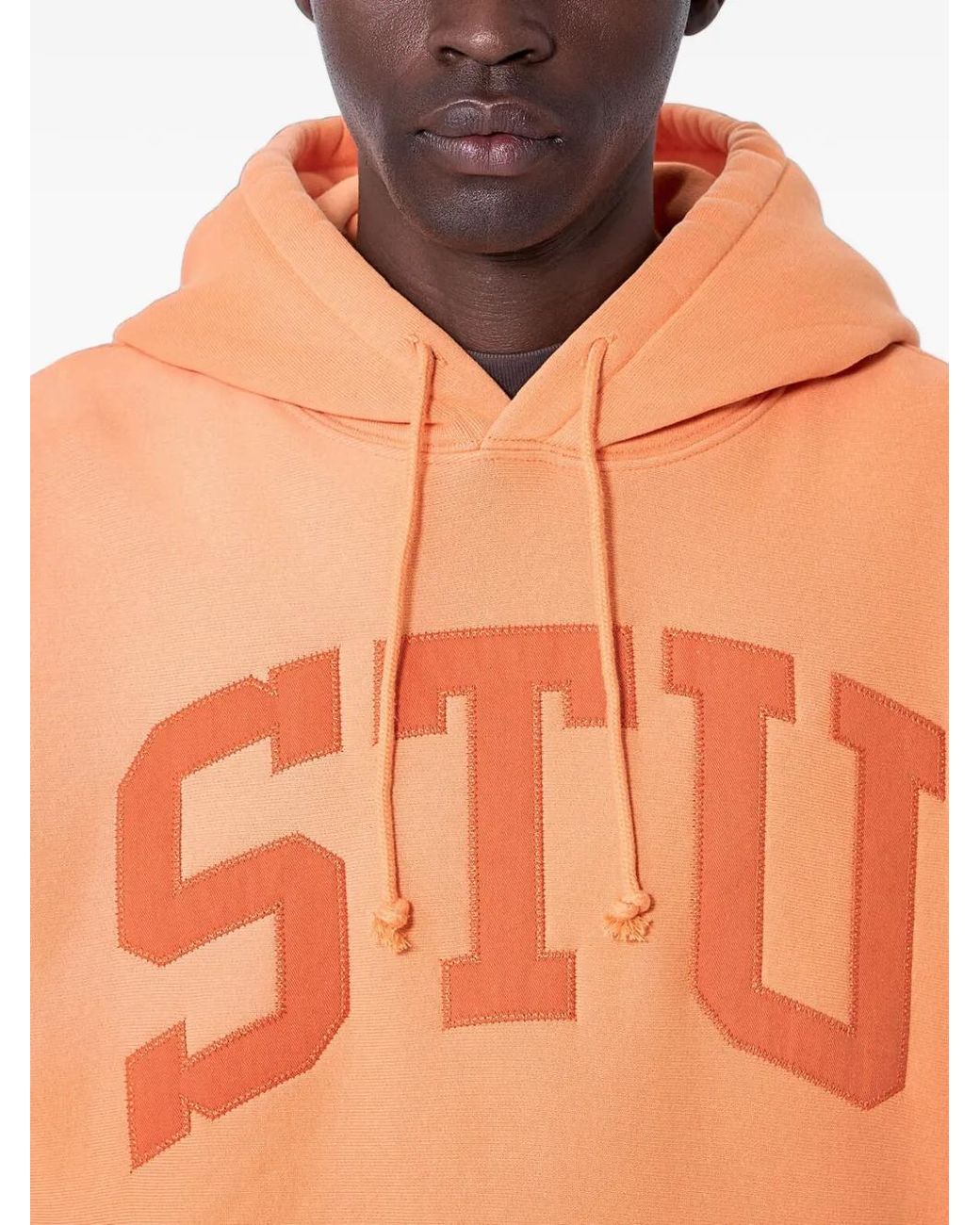Stussy Orange Logo-Motif Hoodie for men
