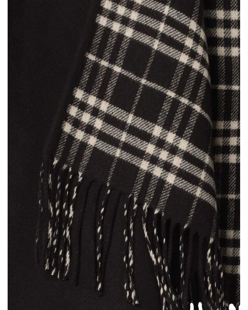 Burberry Black Reversible Check Wool Cape