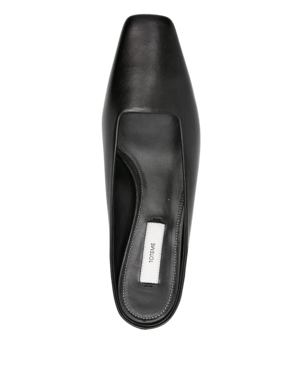 Totême Black Square-Toe Leather Mules