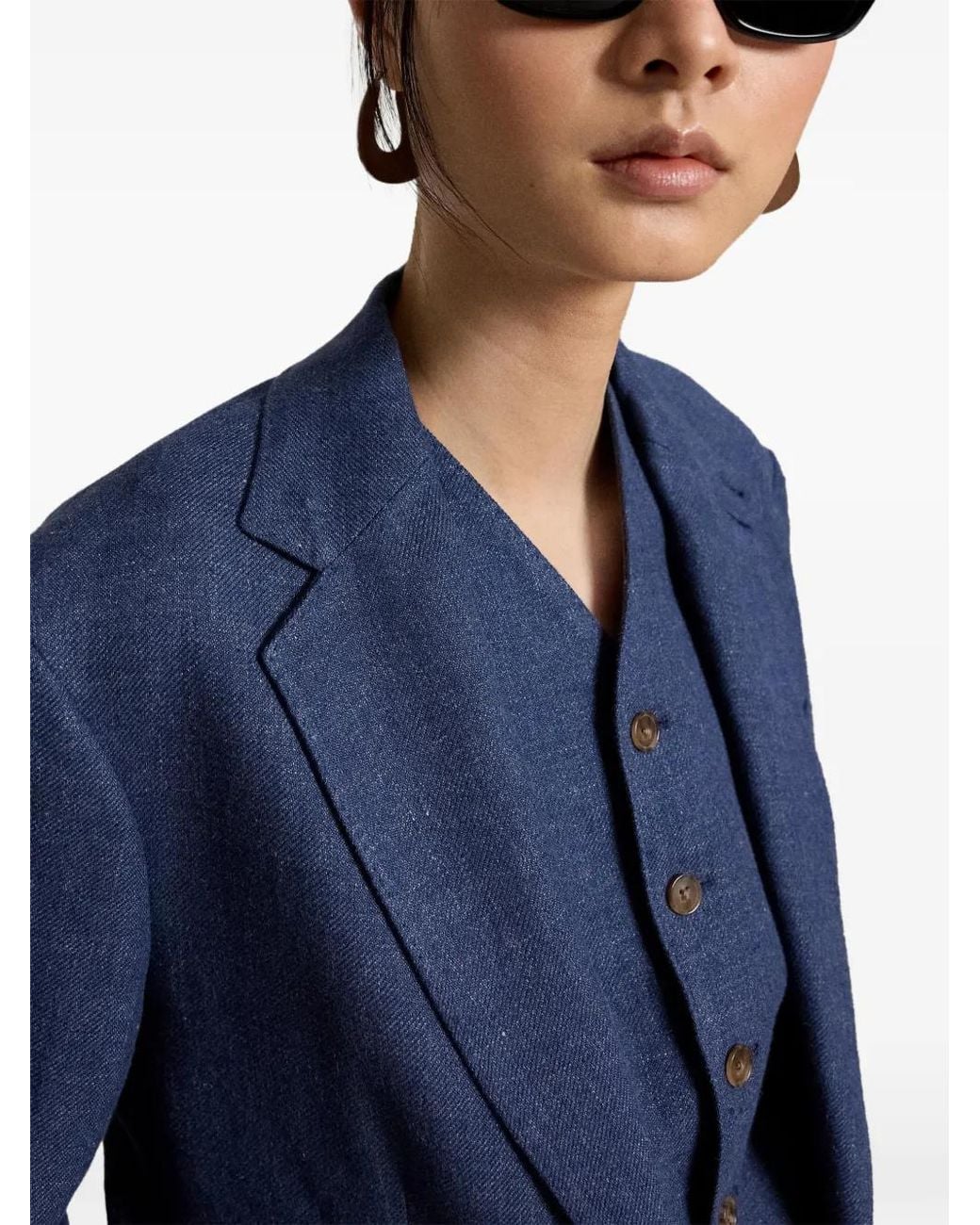 Polo Ralph Lauren Blue Single-Breasted Linen Blazer