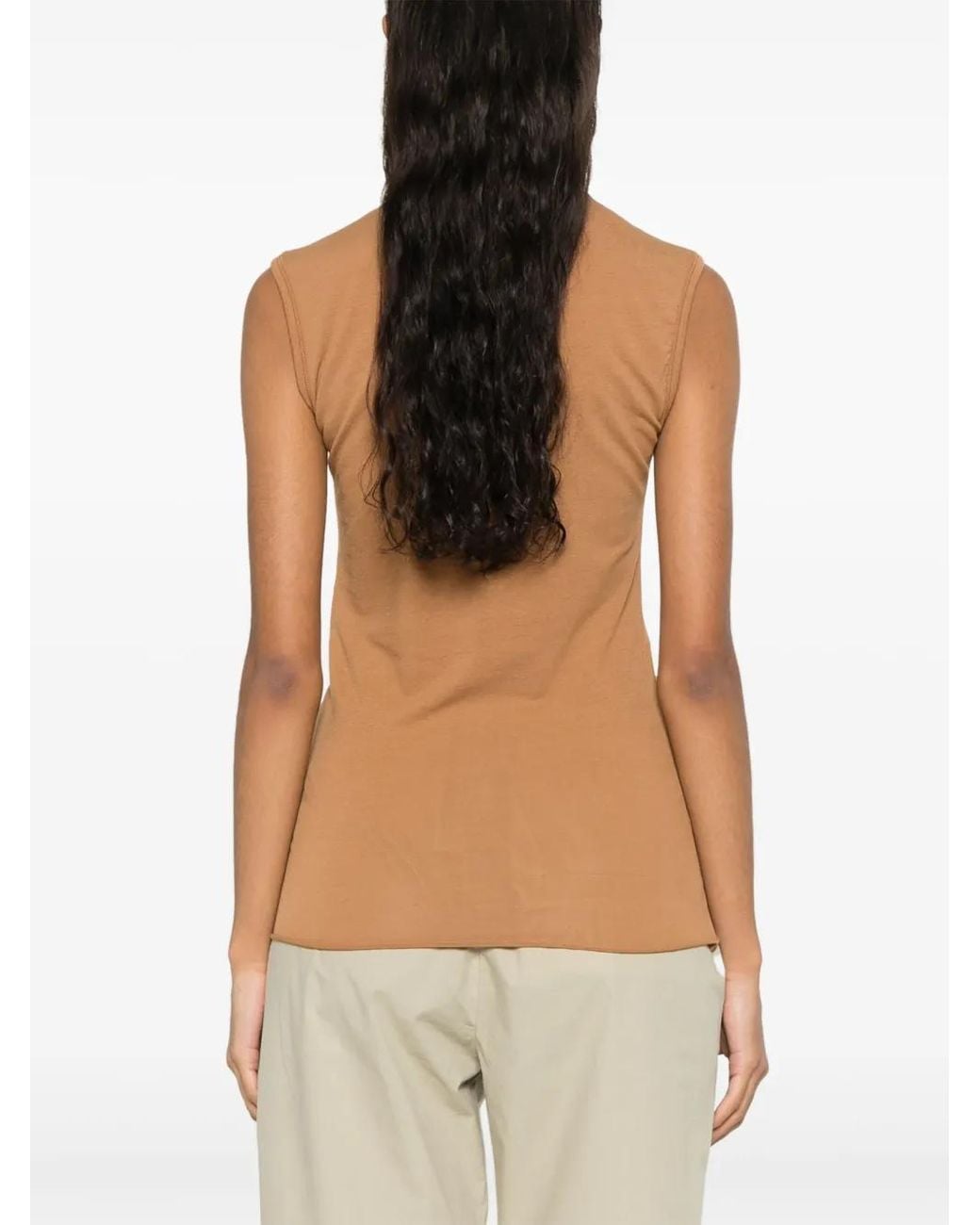 Alysi Brown Crepe Tank Top