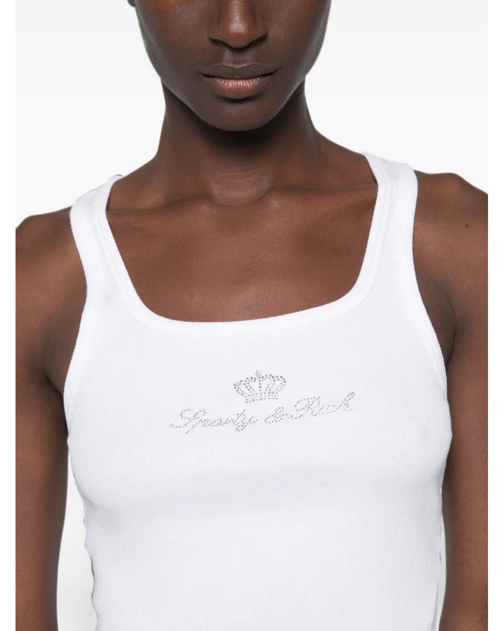 Sporty & Rich White X Juicy Couture Débardeur Côtelé À Ornements Strassés
