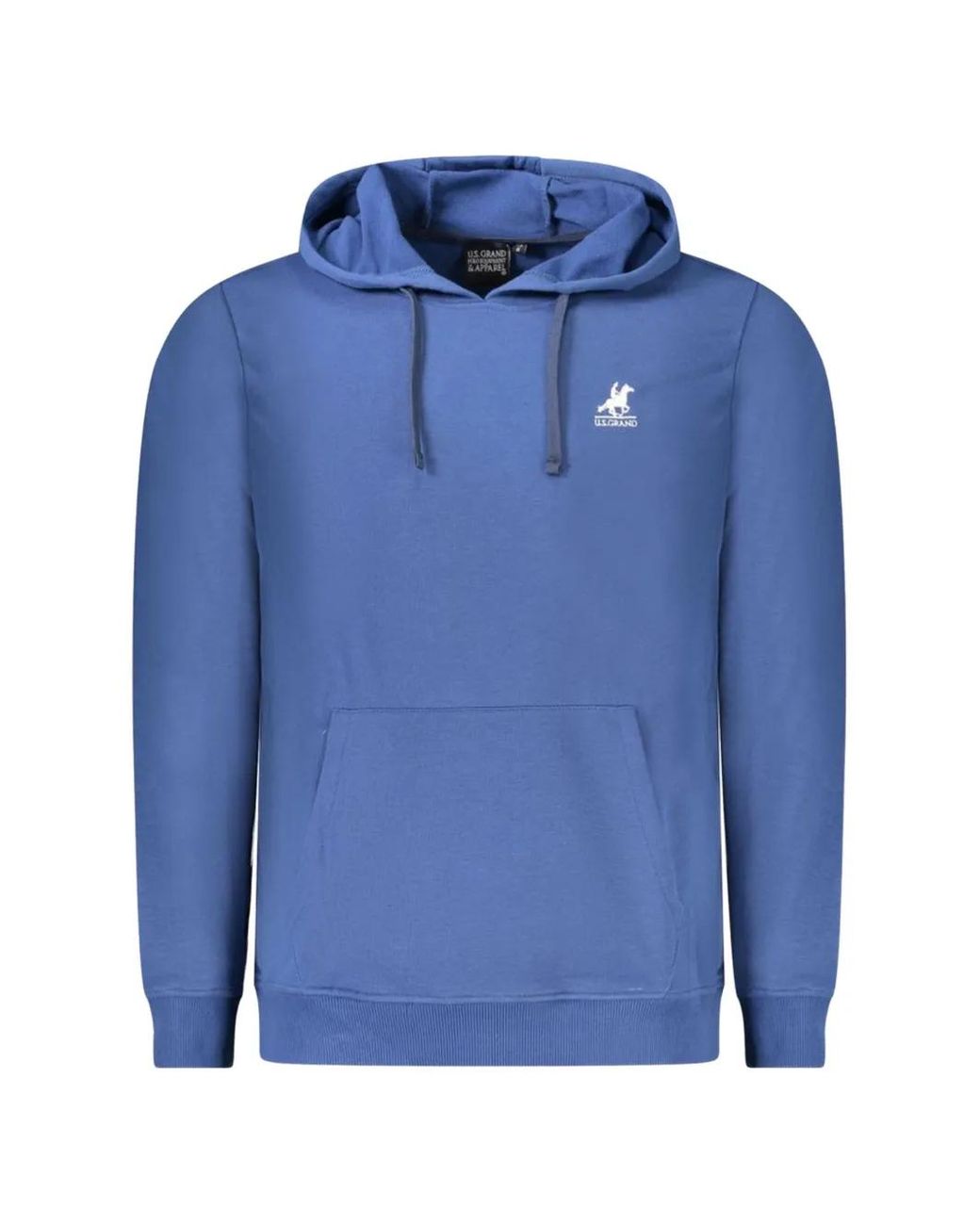 U.S. Grand Blue Logo-Print Kangaroo-Pocket Cotton Hoodie for men