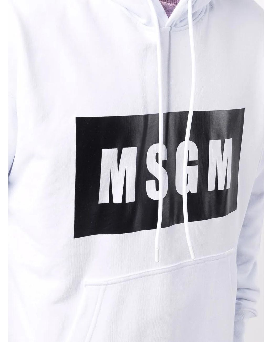 MSGM White High-Contrast Logo Hoodie for men