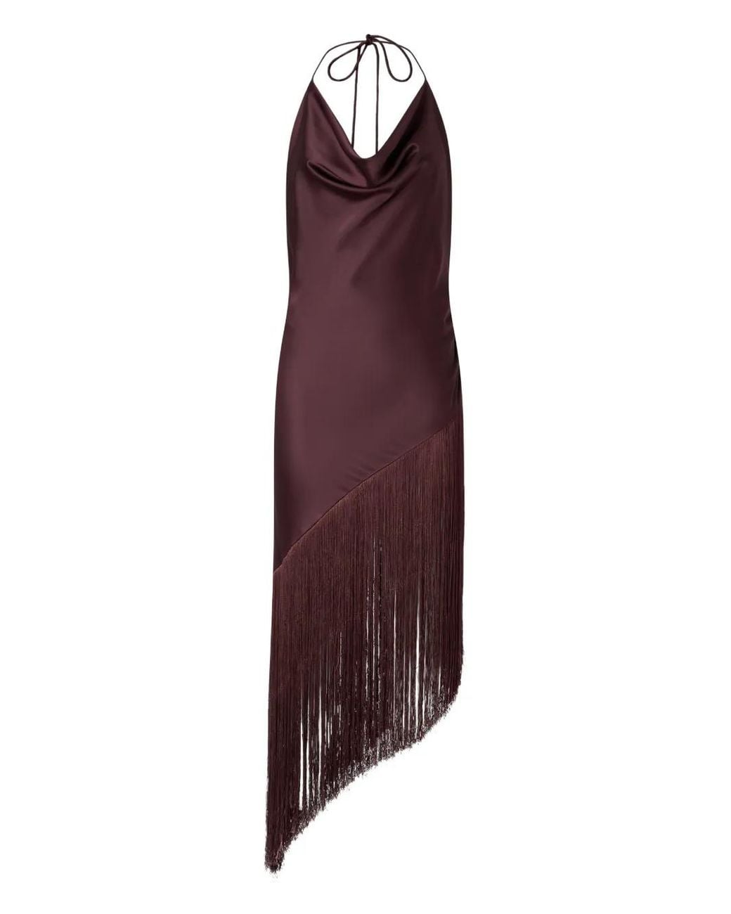 Pinko Purple Asymmetrical Fringed Dress