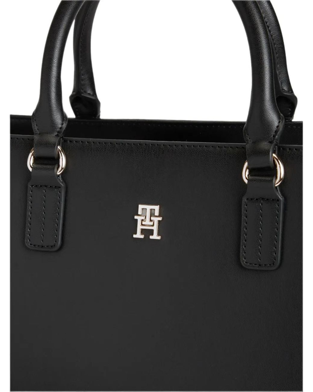 Tommy Hilfiger Black Logo-Plaque Tote Bag