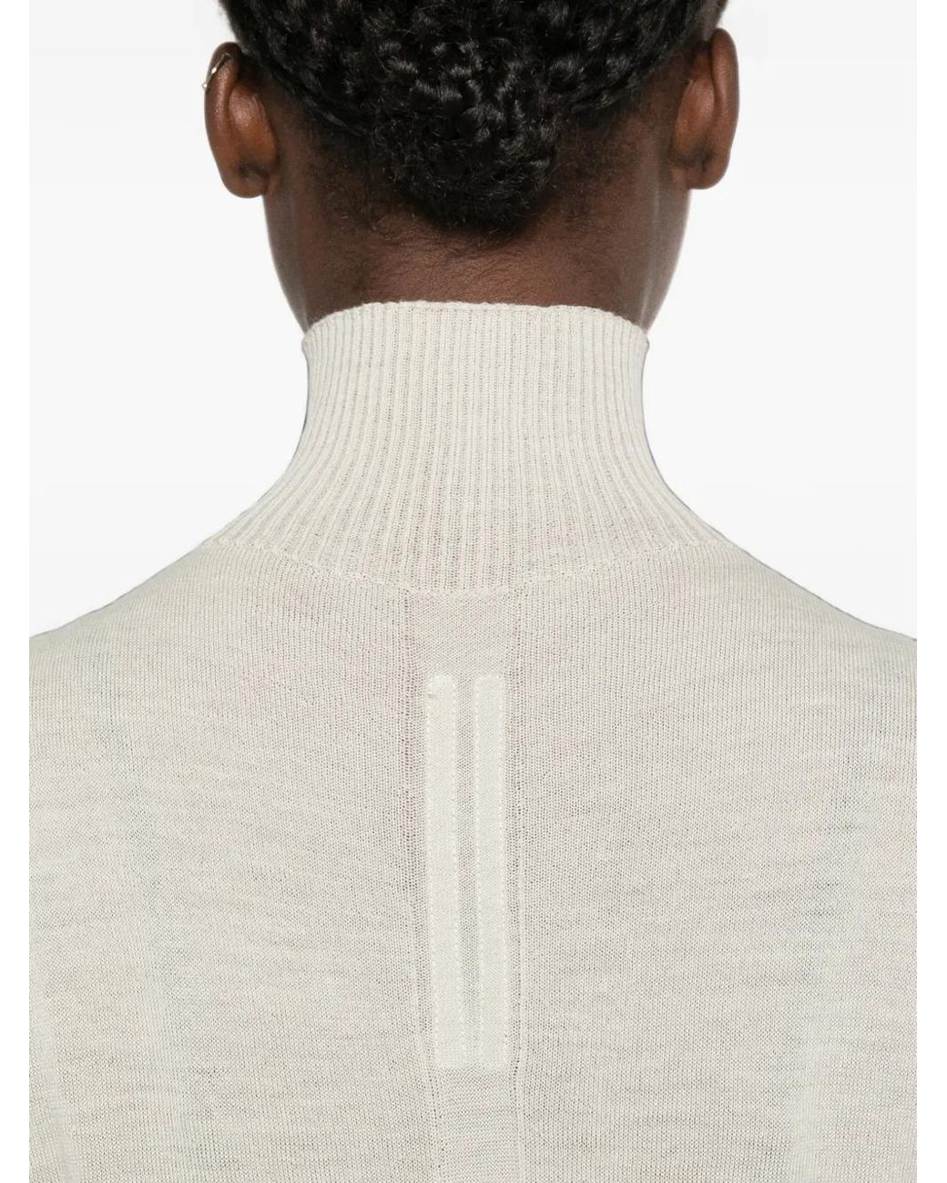 Rick Owens White Haut Côtelé À Col Roulé