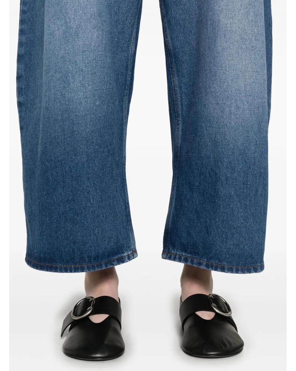 Studio Nicholson Blue Washed Wide-Leg Denim Jeans
