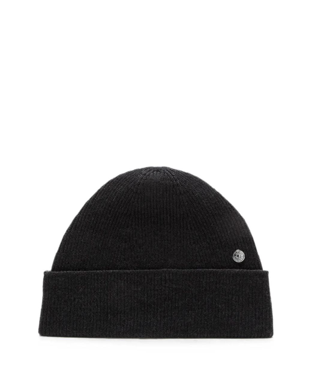 Acne Black Wool Beanie With Rivet