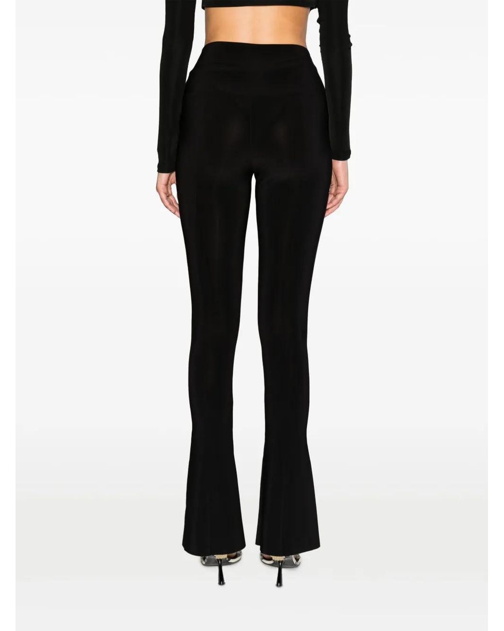 Norma Kamali Black Spat High-waisted Flared Leggings