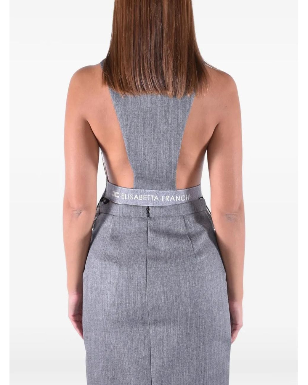 Elisabetta Franchi Blue Wool Vest With Lettering Print