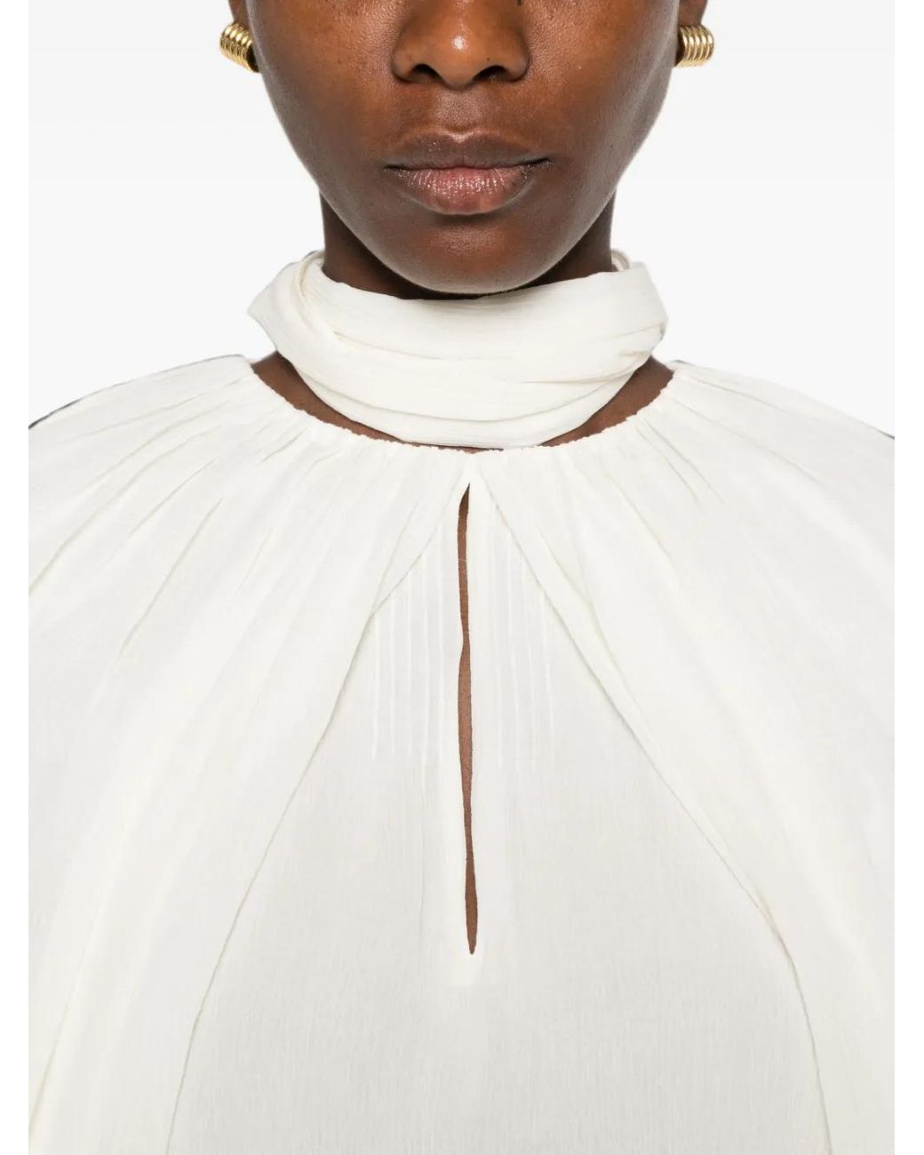 Dorothee Schumacher White Pussy-Bow Balloon-Sleeve Blouse