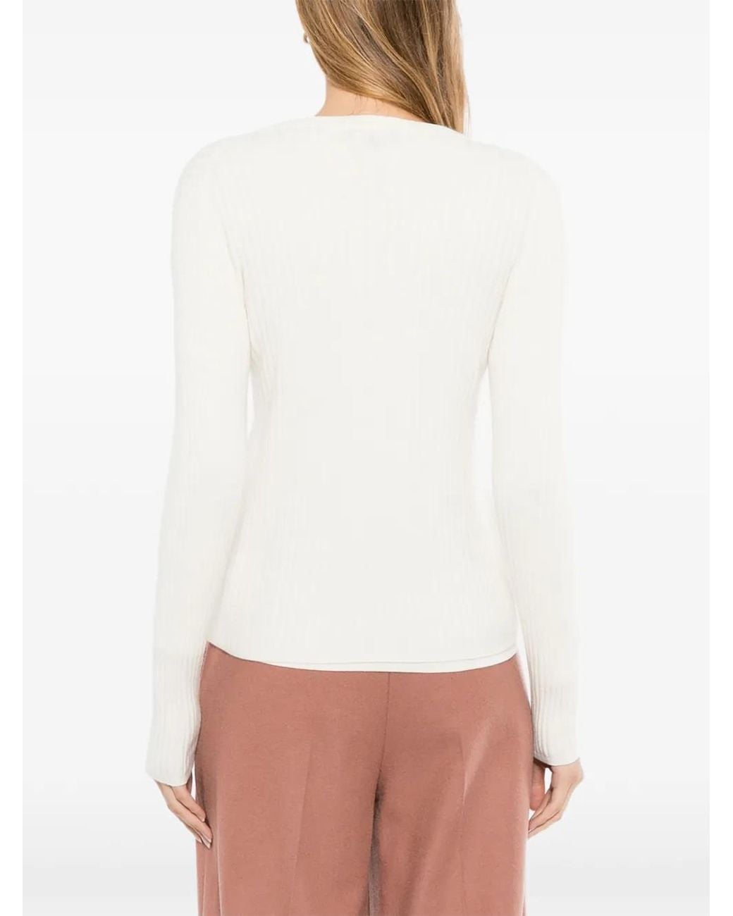 N.Peal Cashmere White Ribbed Zip-Up Cardigan