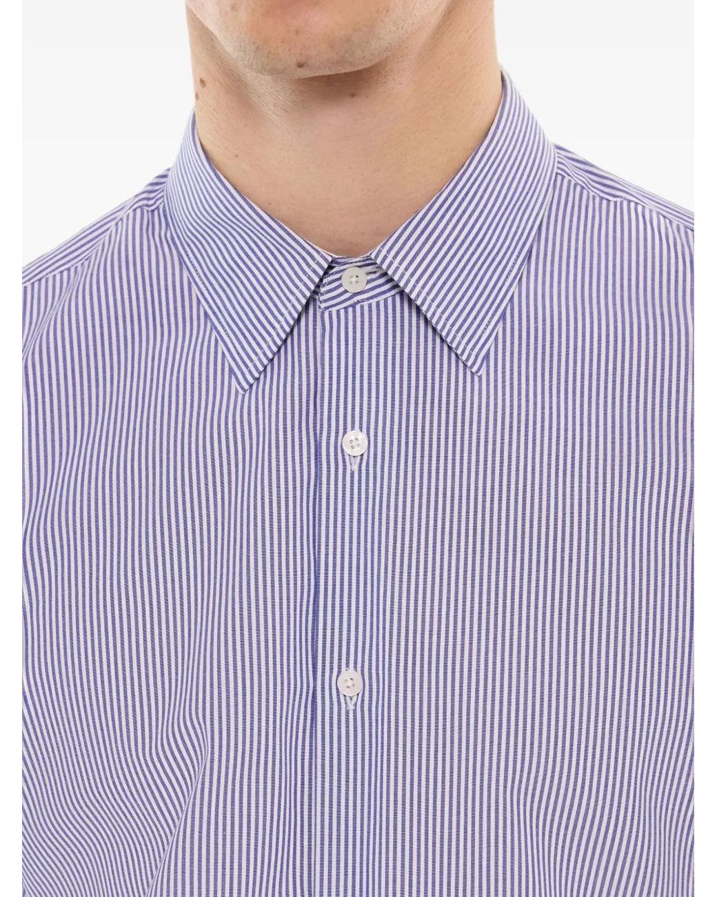 Fursac Purple Striped Long-Sleeve Shirt for men