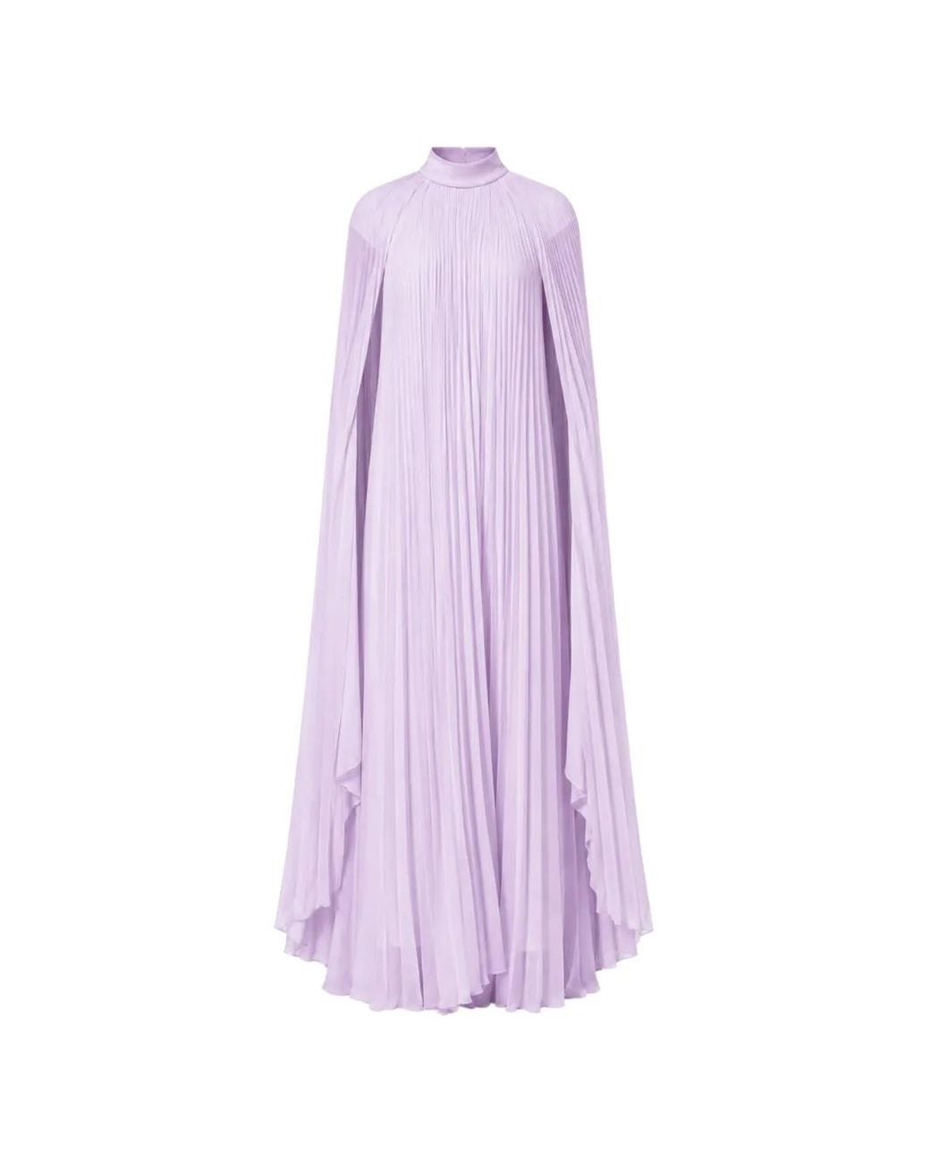Gemy Maalouf Purple Pleated Cape-Style Dress