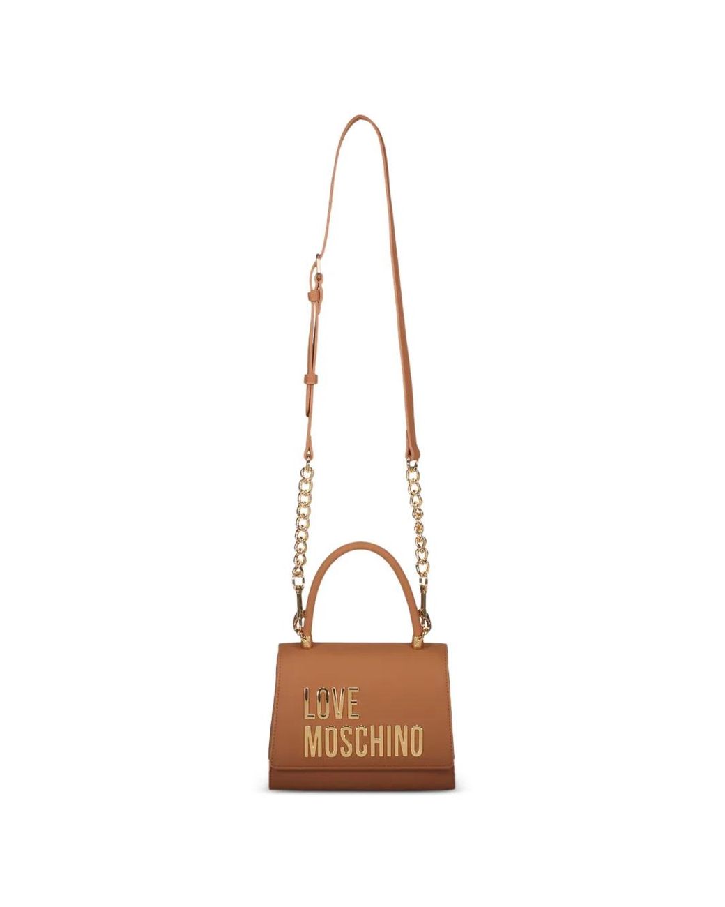 Love Moschino Brown Golden Logo Tote Bag