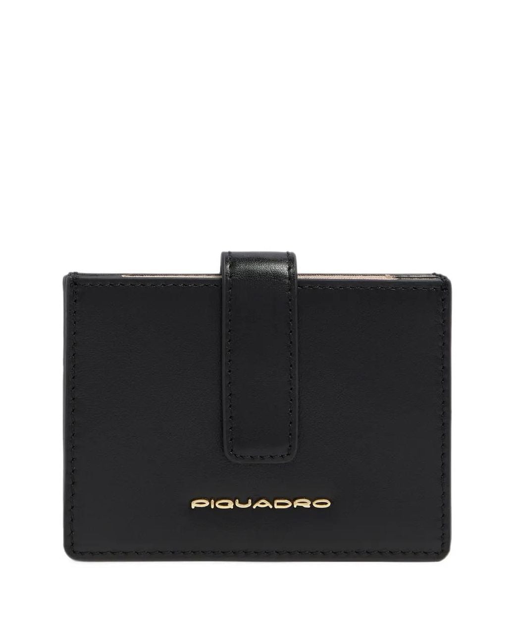 Piquadro Black Patricia Logo-Plaque Accordion Cardholder