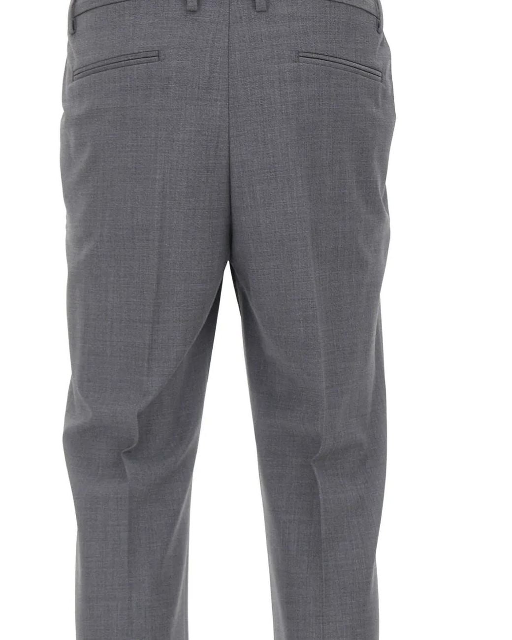 Devore Gray Cuffed-Hem Tailored Trousers for men
