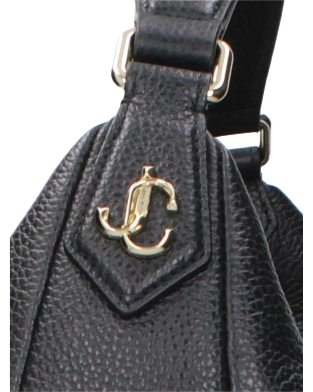 Jimmy Choo Black Logo-Plaque Pebbled Tote Bag