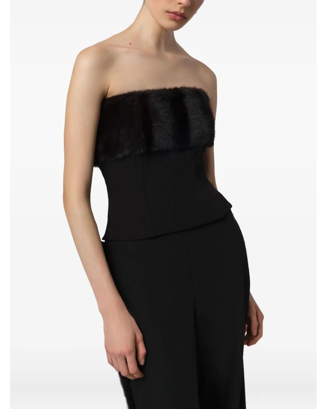 Apparis Black Ivy Faux-Fur Tube Top