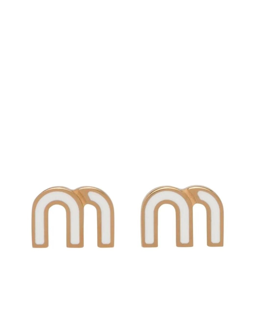 Miu Miu White Logo-Plaque Stud Earrings