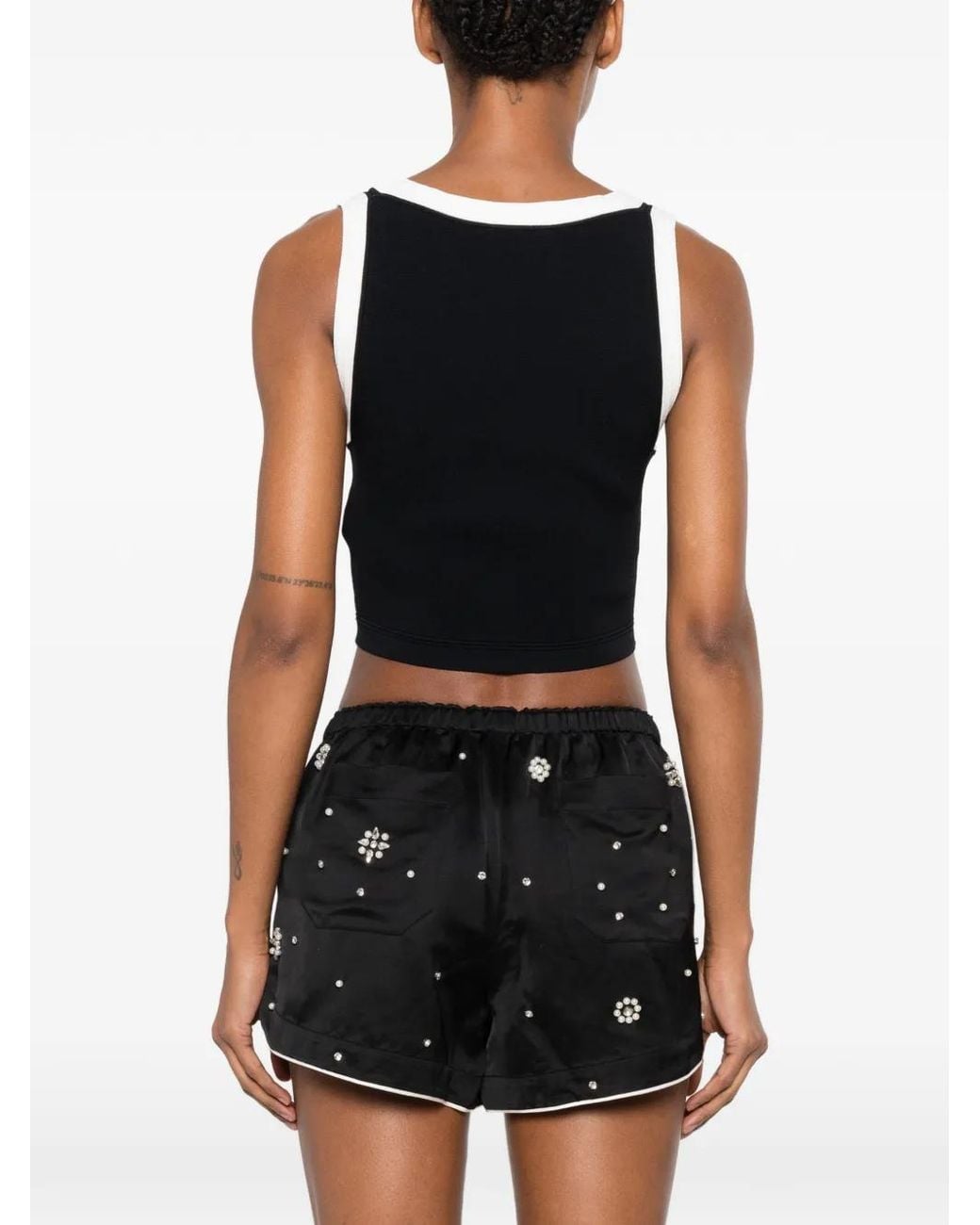 Sandro Black Two-Toned Cropped Knit Top