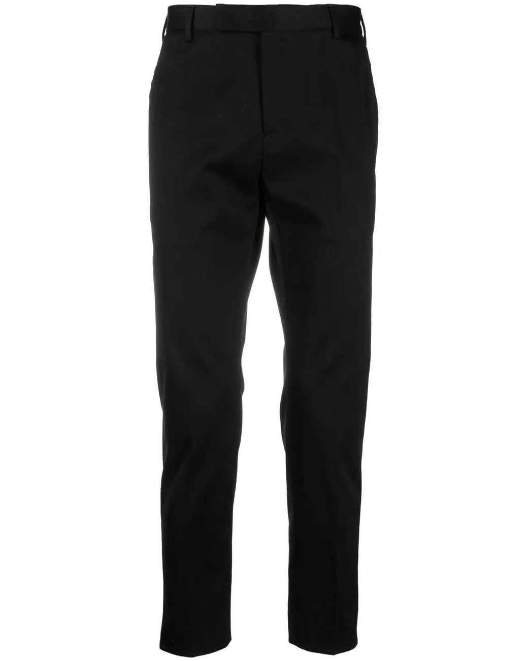 PT Torino Black Straight-Leg Cropped Trousers for men