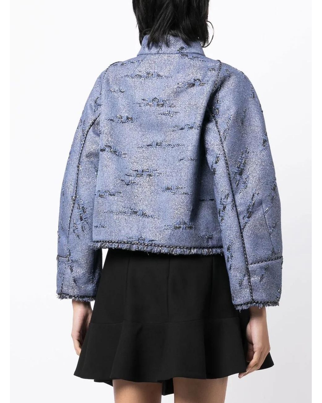 Shiatzy Chen Blue Reminiscence Metallic-Jacquard Jacket