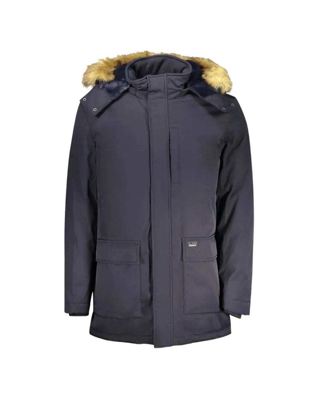Guess Blue Faux-Fur Trim Hooded Jacket for men