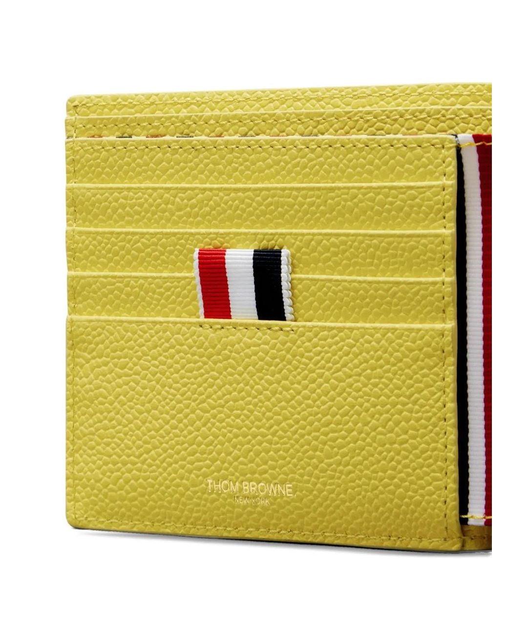 Thom Browne Yellow Pebble Grain Bifold Wallet for men