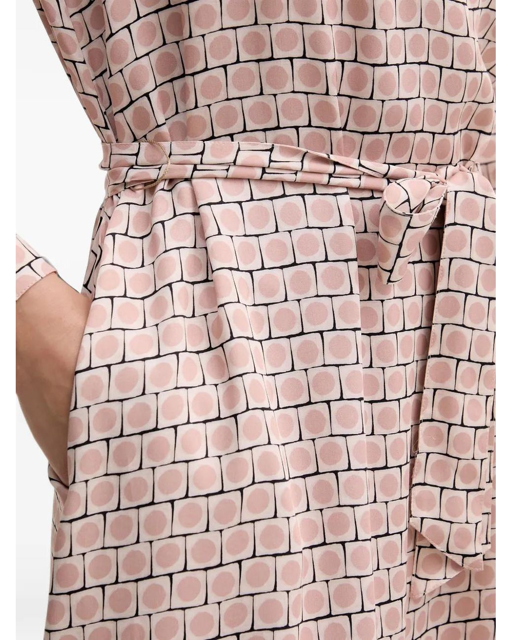 MARC AUREL Pink Geometric-Print Belted Mini Dress