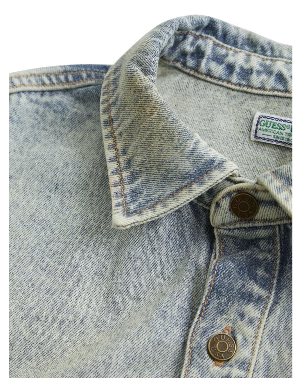 Guess Gray Bleached-Effect Denim Jacket