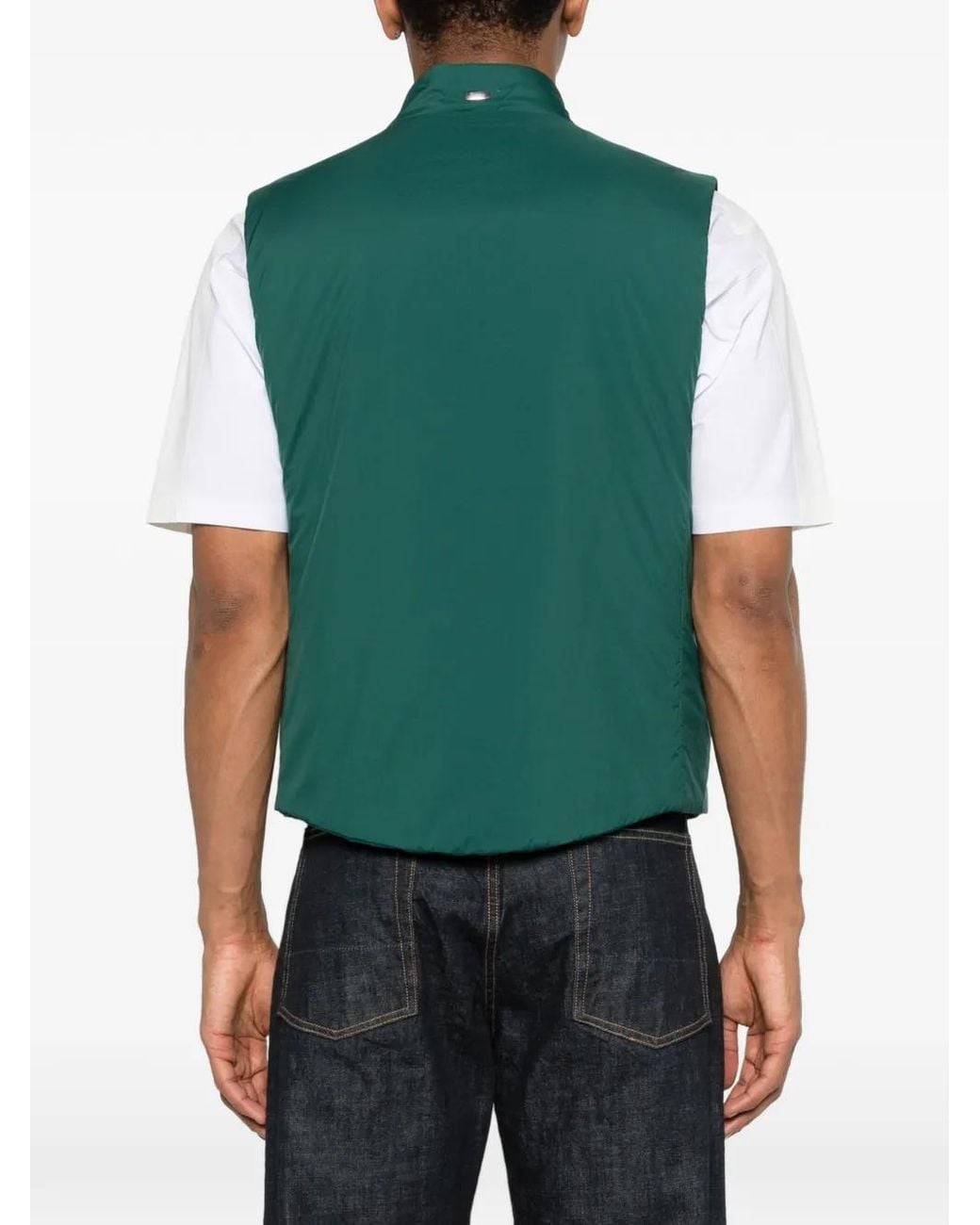 Herno Green Zip Sleeveless Polyamide Gilet for men