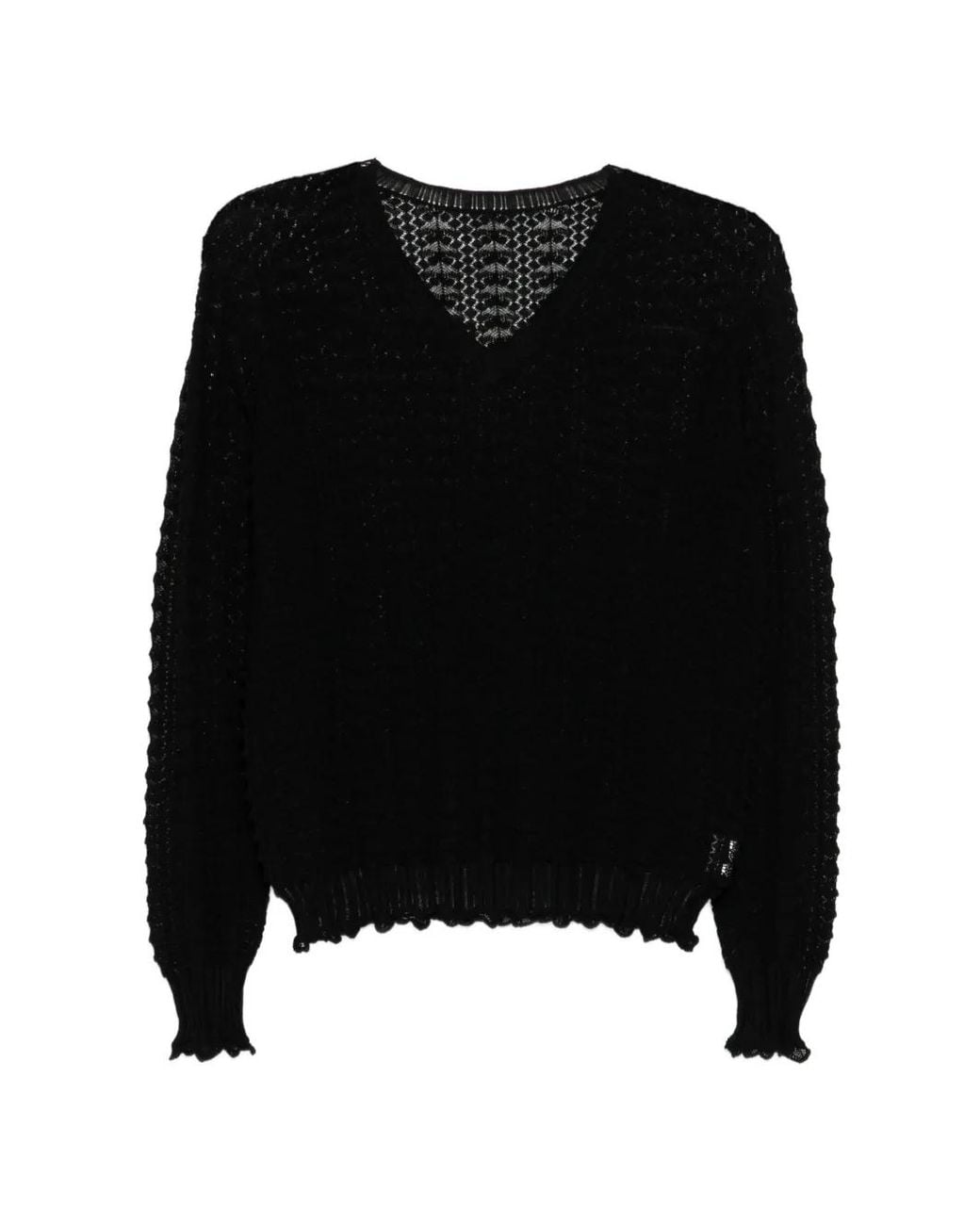 JNBY Black Gathered Hem V-Neck Top