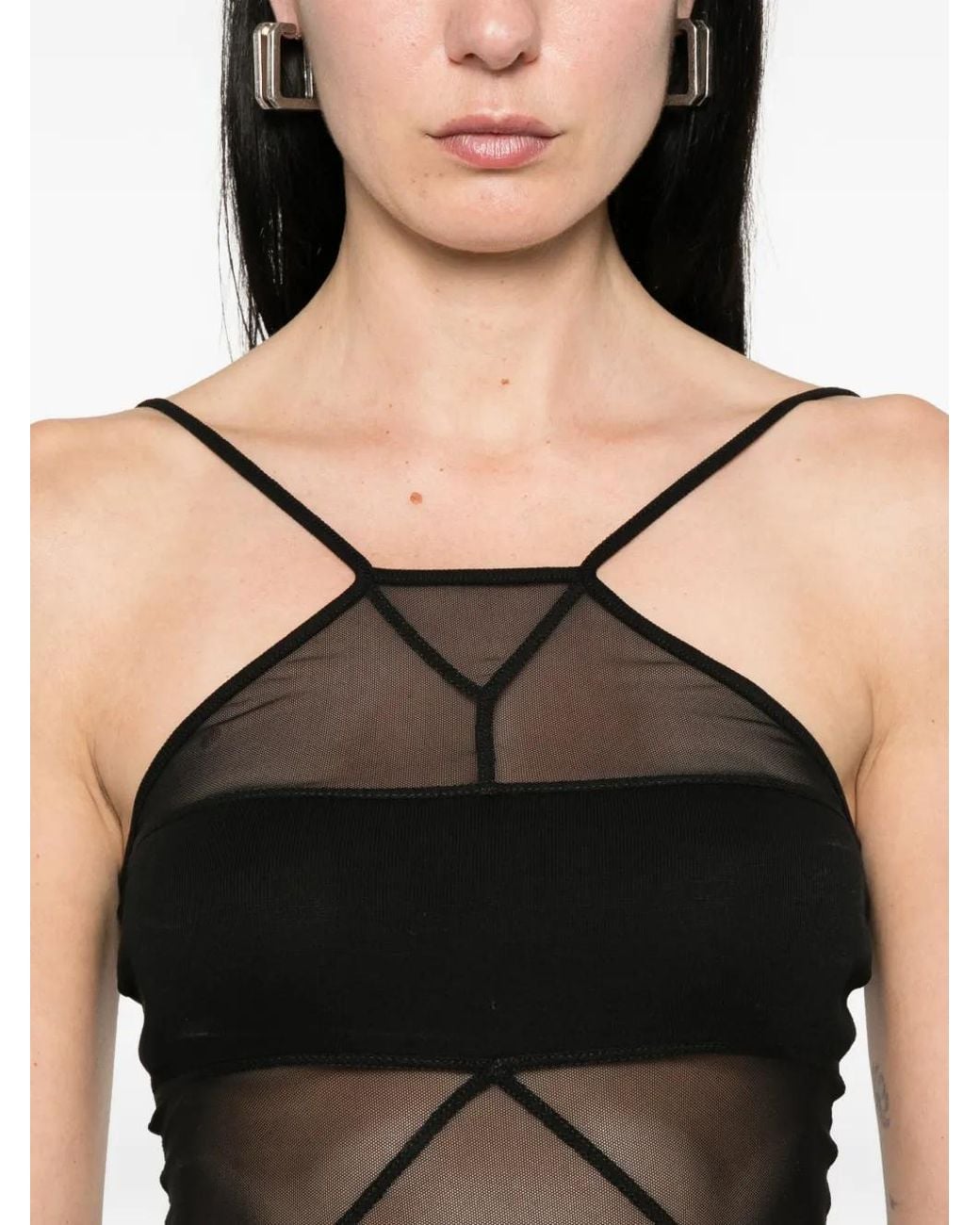 Rick Owens Black Sl Combo Sheer Top