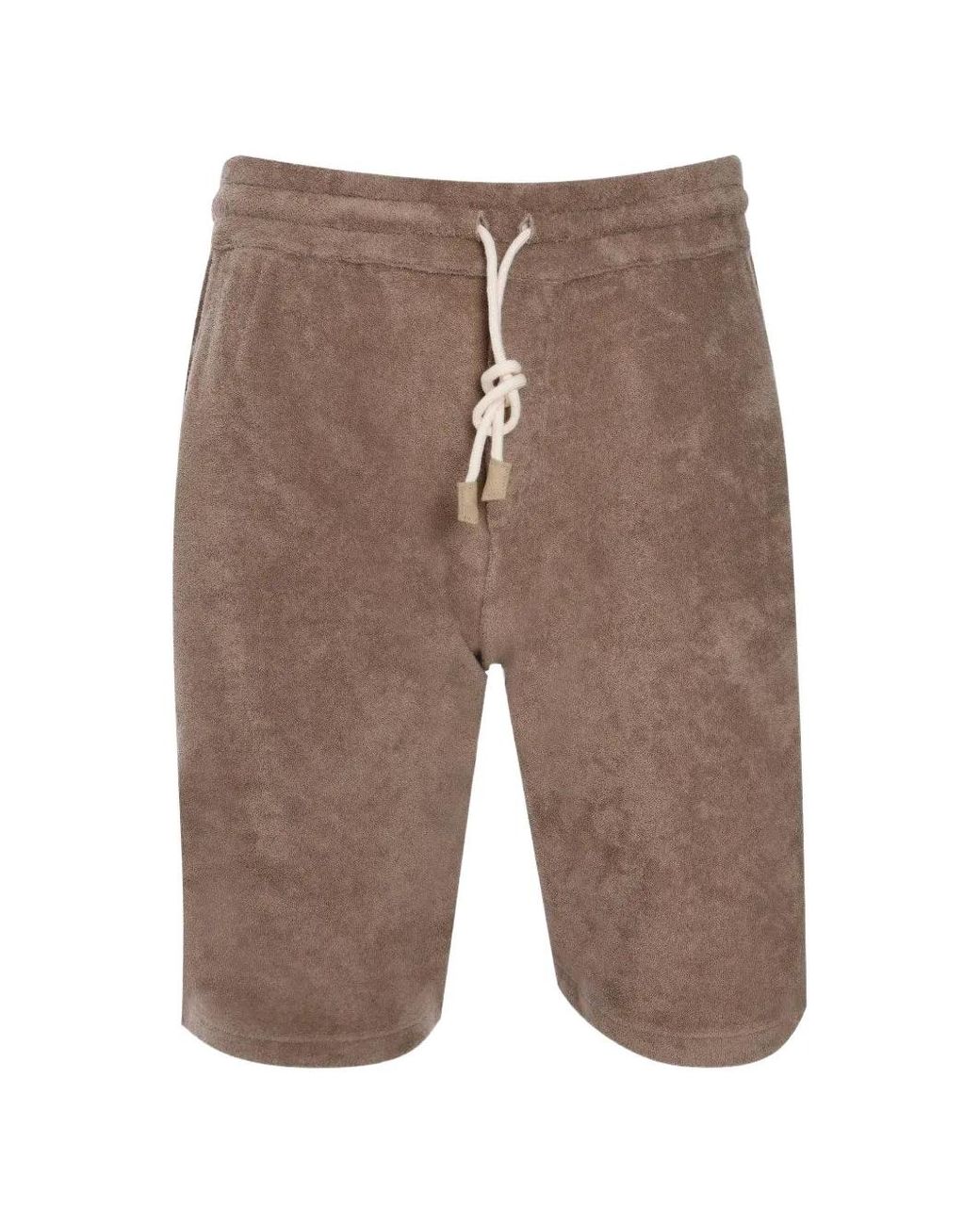 Gran Sasso Brown Drawstring Terry-Cloth Shorts for men