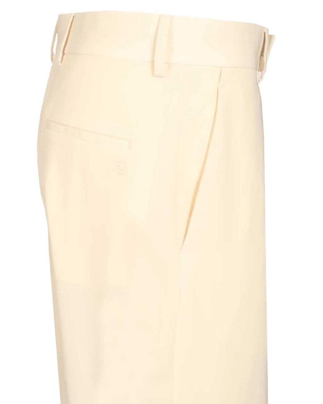 Fendi Natural Wool Gabardine Trousers for men