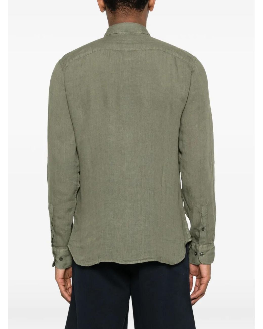 120% Lino Green Buttoned Shirt for men