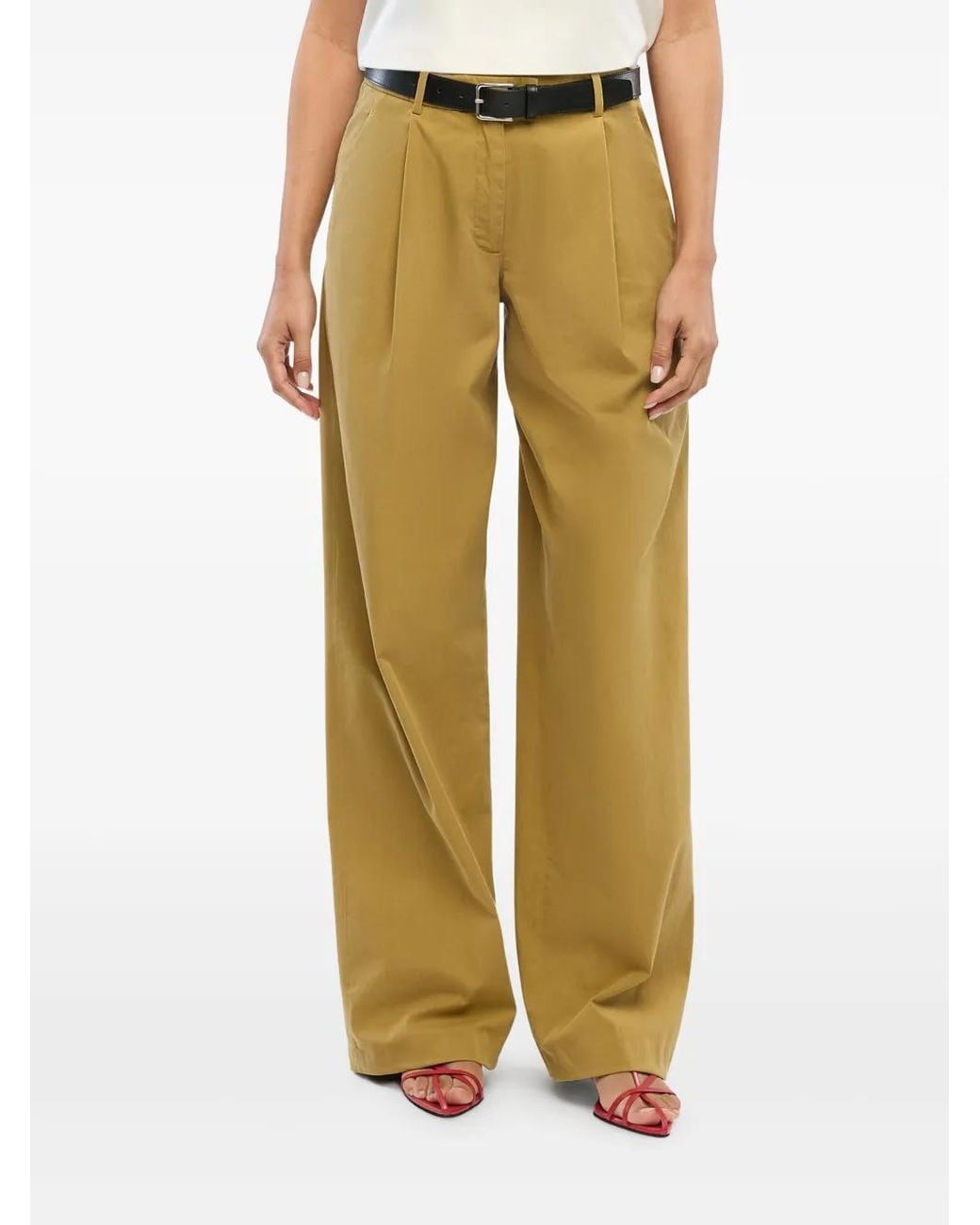 Another Tomorrow Natural Pleat-Detailing Trousers