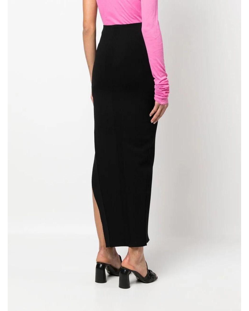 Rick Owens Black Thigh-High Slit Skirt