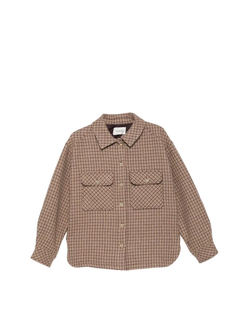 SOSUE Brown Check-Pattern Flap-Pocket Jacket